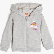 Resim Kız Bebek Kapüşonlu Uzun Kollu Fermuarlı Baskılı Sweatshirt 