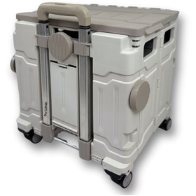 Resim Portakap 4 Tekerlekli Gri, 38L Orta Boy, Hareketli Alüminuyum Tutacaklı Alışveriş Arabası - Pazar Arabası 