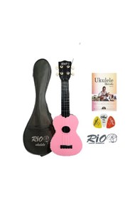 Resim Rio Kompozit Pembe-Siyah Ukulele Kılıf+Pena+Metot 