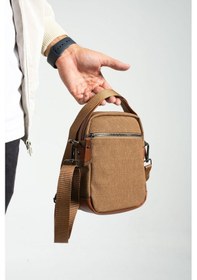 Resim Baginn Erkek Omuz Çantası Elde Tutma 23 14 Cm Çapraz Askılı Postacı Çantası Mega Çanta Kanvas Kumaş Camel 