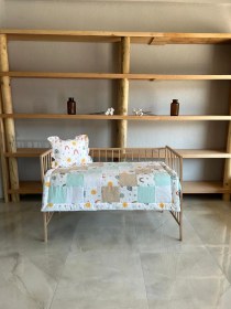 Resim %100 Pamuk Kırk Yama Çift Katlı Yorgan Seti Yşl Gnş 