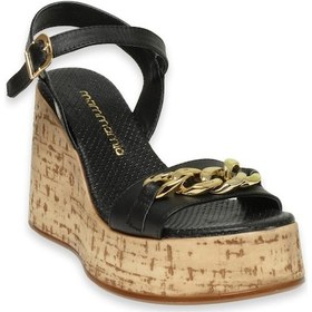 Resim Mammamia D24ys-1415z Dolgu Topuk Siyah Kadın Sandalet Siyah 