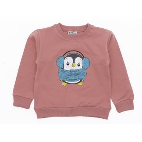 Resim edoy Sweat Penguen Baskılı Temalı Kız Bluz 2 İp Şardonlu 