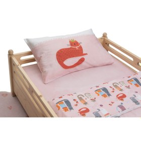 Resim Kitty of Queens Çift Taraflı Pamuk Saten Pembe Çocuk Nevresim Seti 140x200cm 