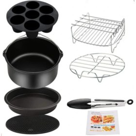 Resim Yuandong 8 Parça 8 Inç (20cm) Yui / Xiaomi / Philips / Kumtel Uyumlu Air Fryer Aksesuarları Set - Siyah (Yurt Dışından) 