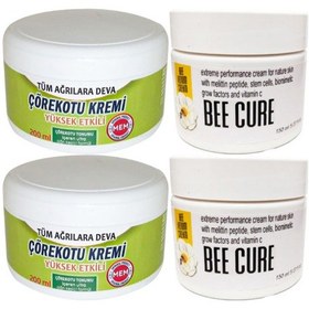 Resim 2 Adet Çörek Otu Kremi Büyük Xlboy 200 Ml İçin Krem Green + 2 Adet Bee Cure 150 Ml Krem / Diz Dirsek İskelet Sırt Bel Kas na Masaj Seti 