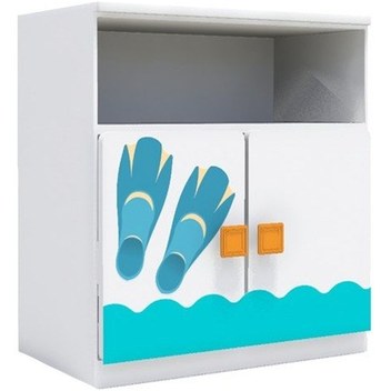 4 Sepetli Oyuncak Dolabı Çok Amaçlı Dolap Beyaz - Beyaz&Mavi Beyaz