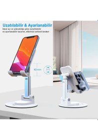 Resim Juo Katlanabilir 360 Derece Dönen Masaüstü Telefon Standı Beyaz 