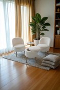 Resim Zinnet Design Bella Oturma Takımı–İkili Koltuk, İki Adet Berjer ve Bir Adet Sandıklı Puf, Ofis & Salon Kullanımı 