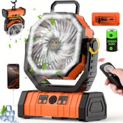 Resim Outdoor Kamp Ventilatörü, Kamp Lambalı Ventilatör, Balıkçılık için USB Şarj Edilebilir Ventilatör, Küçük Kamp Çadırı Ventilatörü, Yüksek Güçlü ve Taşınabilir Baş Sallama Uzaktan Kumandalı Soğutma Aracı ile Acil Aydınlatma, Ultra Uzun Pil Ömrüne Sahip Acil Güç Kaynağı 