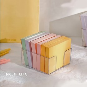Resim Çok Bölmeli ve Kullanışlı Cep Detaylarına Sahip Şeffaf Akrilik Masa Düzenleyici - Dekoratif Pastel Yapışkan Not Tutucu, Ofis Malzemeleri, Kırtasiye, Cadılar Bayramı & Noel Süslemeleri İçin Uygun - Sevimli Masa Aksesuarları, Minimalist Tasarım 