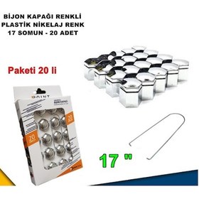 Resim Renkli Bijon Kapağı Plastik Nikelaj Renk Altıgen 17 mm Bijon 