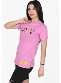 Resim Nrnv Baskılı Bisiklet Yaka Normal Kalıp Tshirt Lila-lila Lila 