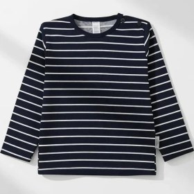 Resim Breeze Uzun Kollu Tişört Erkek Bebek İçin Lacivert Çizgili Regular Fit Kaşkorse Malzemeden 