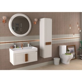 Resim Pierre Cardin Mat Beyaz Banyo Dolabı Pio 85 cm 