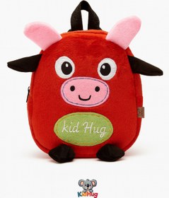 Resim KidHug Kırmızı Nakışlı Keçeli İnek Desenli Yumuşak Peluş Anaokulu - Kreş Çantası 0-8 Yaş Çocuk Okul Öncesi 