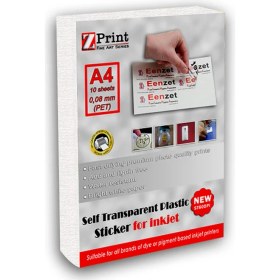 Resim Zprint Brother Yazıcılar Için Yarı Şeffaf Yapışkanlı Sticker Fotoğraf Kağıdı Yırtılmaz Plastik A4 10 Yaprak 
