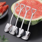 Resim 8'li Set Yaratıcı Çay Kaşığı Moda Sofra Takımı Paslanmaz Çelik Kahve Kaşığı Retro Kürek Dondurma Kaşığı 