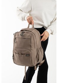 Resim Sanmorris Unisex Çok Bölmeli Suya Dayanıklı Paraşüt Kumaş Laptop Bölmeli Ve Günlük Sırt Çantası 6027 Vizon 