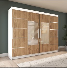 Resim Sürgülü Gardırop Dört Kapaklı 400/210 Parlak Beyaz + Ud 