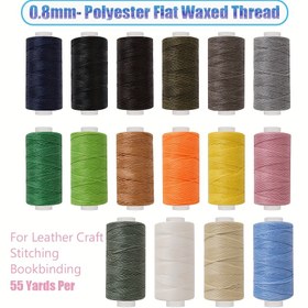 Resim 0.8mm Düz Mumlu İplik - Renk Başına 50 Metre, Toplamda 55 Yarda, 150D Polyester Mumlu Kordon - Suni Deri Dikişi, Ciltleme ve El İşleri İçin - Dayanıklı, Dolaşmaz, Canlı Tonlar, Dikiş ve Kitap Ciltesi Temelleri 