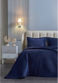 Resim Napoli Yatak Örtüsü Tek Kişilik - Lacivert 