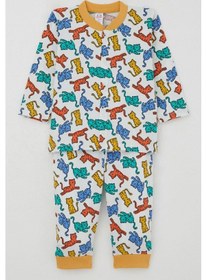 Resim Breeze Erkek Bebek Pijama Takımı Renkli Kedicik Desenli 4 Ay-1 Yaş, Beyaz Beyaz 