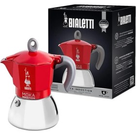 Resim CetKing - Moka Indüksiyon Kırmızı: 6 Cups Ocak Üstü Espresso Pişirici - 280ML - Alt Hazne: Dış Paslanmaz Çelik Iç Alüminyum - Patentli Güvenlik Valfi - Indüksiyon Ocak Türleri Için Uygundur 