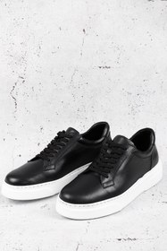 Resim SİYAH Gön Platinum Hakiki Deri Yuvarlak Burun Bağcıklı Günlük Erkek Sneaker 35910 