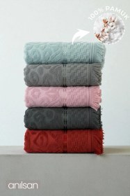 Resim 5'li Zelna El Havlusu - 50x80 Cm, 170 Gr, %100 Pamuk, Spa Ve Otel Havlusu, Günlük Kullanıma Uygun Çok Renkli 