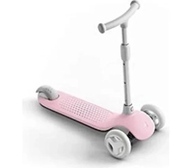 Resim Pembe Işıklı 3 Tekerlekli Çocuk Scooter, Güvenli ve Eğlenceli 