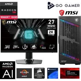 Resim Go Gamer GA1200DK Amd Ryzen 7 9700X / 256GB Ddr5 5600MHZ / 2tb Nvme SSD 6000-5000MB-SN / Rx 9060XT 16GB / 360MM Sıvı Soğutma / Msı 27" 2k 180Hz. / Windows 11 Pro Masaüstü Bilgisayar 