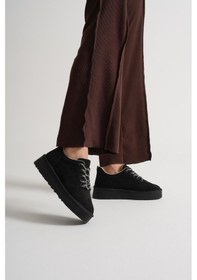 Resim Kalın Poli Taban Bağcıklı Kadın Siyah Günlük Ayakkabı Tbgzgn606 Siyah 