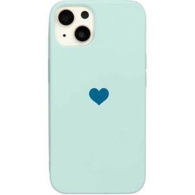 Resim ggcoverstore Iphone 14 Kalp Logolu Süet Silikon Kılıf - Su Yeşili 