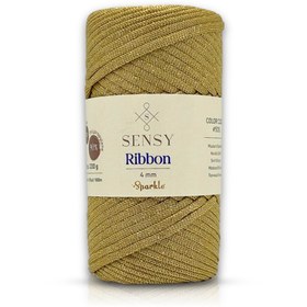 Resim Sensy Premium Sparkle Simli Ribbon 4Mm Polyester Makrome İp - Hardal 