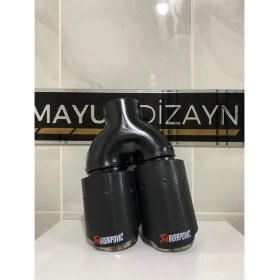 Resim Mayuk Dizayn Akrapovic 76MM Çiftli Içi Krom Sol Taraf Her Araca Uyumlu Egzoz Ucu 