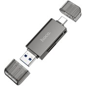 Resim Hoco Hb39 Usb & Usb-c / Typ-c 3.0-sd + Tf Kart 3.0 Süper Hız Kart Okuyucu Metal Gri , Boyut:hb39 