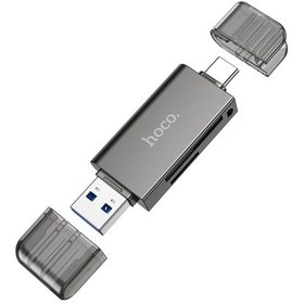 Resim Hoco Hb39 Usb & Usb-c / Typ-c 3.0-sd + Tf Kart 3.0 Süper Hız Kart Okuyucu Metal Gri , Boyut:hb39 