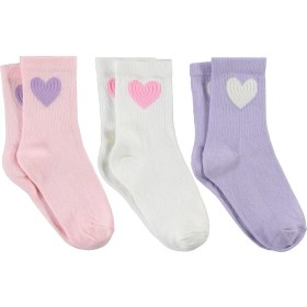 Resim 4165 Civil Girls Kabartma Kalp 3'lü 2-12 Yaş Kız Soket Çorap - Standart 12-13 Yaş 