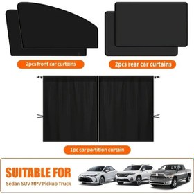 Resim Chuangyinshop Hafif Manyetik Araç Perdesi Seti Siyah Ön Orta Arka 6 Parça Kolay Montaj Gölgelik 