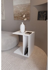 Resim Edge Modern Yan Sehpa Modüler Salon & Oturma Odası Sehpası Beyaz 