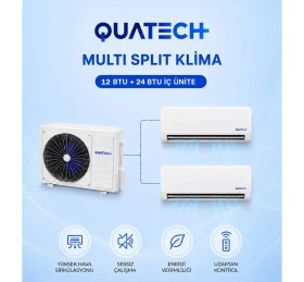 Resim Quatech Multi Split Klima 12.000 + 24.000 Btu/h | 1 Dış Ünite 36000 Btu/h A++ Enerji Sınıfı Duvar Tipi Inverter Klima 