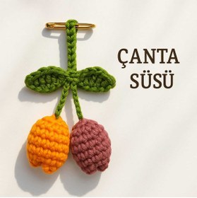 Resim shop Renkli Lale Amigurumi El Örgüsü Anahtarlık Çanta Aksesuarı 