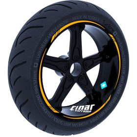Resim Taksi Sarısı 4 Parçalı Keskin Jant Şeridi Sticker Çınar Extreme 