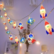 Resim 1 adet LED Uzay Temalı Dize Işıkları Astronot, Gem & Roket Tasarımları ile - Renkli Plastik İç Mekan Dekoru Noel, Düğünler, Doğum Günleri için - Pil ile Çalışır, Anahtar Kontrollü, Takılmaz, Etkinlik Dekorasyonu | Roket Gem Teması | Renkli Plastik Işıklar, Uzay Odası Dekorasyonu Cadılar Bayramı Süsleri, Noel Süsleri 