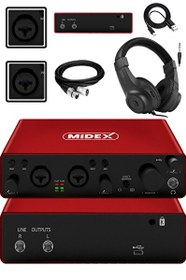 Resim Midex GLX-800RD-H Üst Segment USB 2 Giriş 2 Çıkış 24 bit/192 kHz Stüdyo Ses Kartı (Kulaklık Kablo Dahil) 