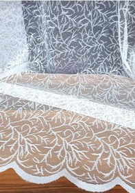 Resim Caserta Şantuk Pati Ağaç Dalı Desen Beyaz Düz Örme Tül Perde 1.sınıf Kalite Beyaz - Ekru 