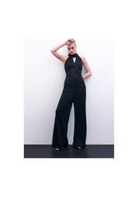 Resim Sateen Kolsuz Parlak Tulum - Siyah-135878 Siyah 