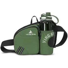 Resim Teltree Askeri Yeşil Spor Bel Çantası: Su Şişesi Bölmeli Koşu, Bisiklet, Dağcılık İçin Hafif, Soluklu, Çok Amaçlı Depolama Bel Çantası Yeşil 