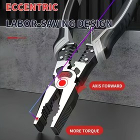 Resim Endüstriyel Sınıf Çok Fonksiyonlu Kombinasyon Pensesi Otomatik Soyucu İşlevli - Ergonomik PVC Sap, İleri Eksen Tasarımı & Profesyonel Elektrikçiler için Daha Fazla Tork, Tel Kesme ve Sıyırma Aracı, Pense Aleti, Dayanıklı Yapı, Yüksek Performanslı Araç, Elektriksel Çalışmalar, Sağlam İnşaat, Ağır Hizmet Tipi Yapım, Endüstriyel İşçiler 